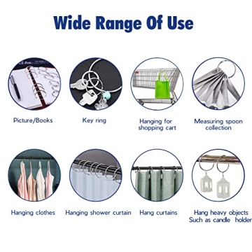 24 Pack Rust Proof Shower Curtain Rings for Bathroom
