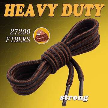 lorpops Round Boot Laces - 2 Pairs, Durable 47" Shoelaces for All Boots