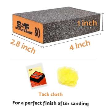 Sanding Sponge 6 Pack by S&F STEAD & FAST, Sanding Blocks for Wood Drywall Metal 60 80 120 180 220 320 Coarse Medium Fine Grit, Sand Paper Brick Set with Tack Cloth