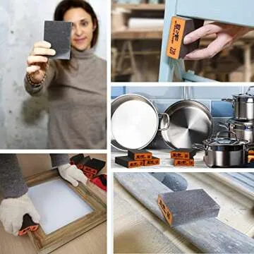 Sanding Sponge 6 Pack by S&F STEAD & FAST, Sanding Blocks for Wood Drywall Metal 60 80 120 180 220 320 Coarse Medium Fine Grit, Sand Paper Brick Set with Tack Cloth