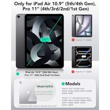 ESR for iPad Air 5/4 Paper-Feel Magnetic Screen Protector(2022/2020, 10.9 Inch) and iPad Pro 11 Inch...
