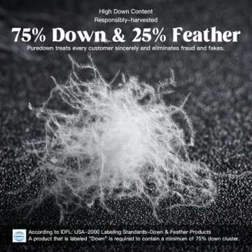 puredown® Down Comforter King Size All Season Duvet Insert, 75% Down Filled Soft 100% Cotton Year Round Use Cloud Fluffy Medium Warmth Comforter