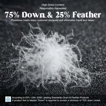 puredown® Down Comforter King Size All Season Duvet Insert, 75% Down Filled Soft 100% Cotton Year Round Use Cloud Fluffy Medium Warmth Comforter