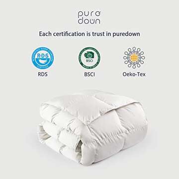 puredown® Down Comforter King Size All Season Duvet Insert, 75% Down Filled Soft 100% Cotton Year Round Use Cloud Fluffy Medium Warmth Comforter
