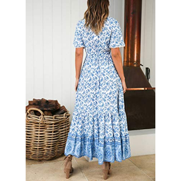 R.Vivimos Elegant Floral Print Summer Dress for Women