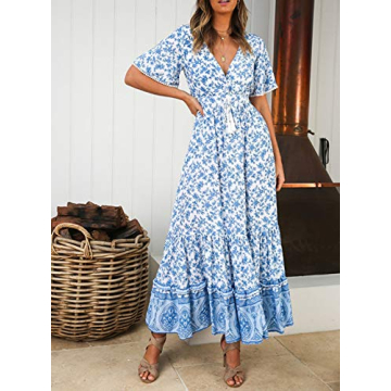 R.Vivimos Elegant Floral Print Summer Dress for Women