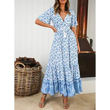 R.Vivimos Elegant Floral Print Summer Dress for Women