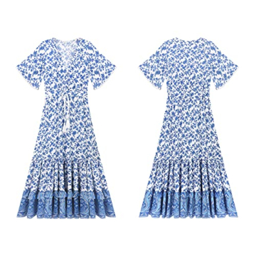 R.Vivimos Elegant Floral Print Summer Dress for Women