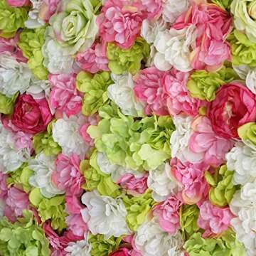 TABLECLOTHSFACTORY 13 Sq ft. | 4 Panels UV Protected Lifelike Assorted Silk Flower Wall Mats Panel Photo Booth Garden - Assorted