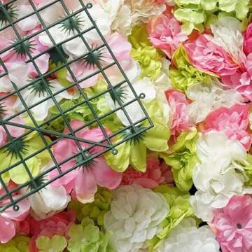 TABLECLOTHSFACTORY 13 Sq ft. | 4 Panels UV Protected Lifelike Assorted Silk Flower Wall Mats Panel Photo Booth Garden - Assorted