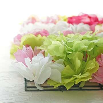 TABLECLOTHSFACTORY 13 Sq ft. | 4 Panels UV Protected Lifelike Assorted Silk Flower Wall Mats Panel Photo Booth Garden - Assorted