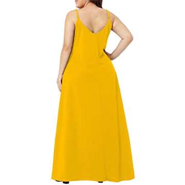 Wolddress Womens Casual Sleeveless Plus Size Loose Plain Long Maxi Dress with Pocket Yellow S