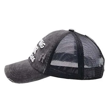 MANMESH HATT Camping Accessories for RV Campers, Ponytail Hat Gift for Women, Vintage Washed Camp Decor Hair Don't Care Baseball Cap