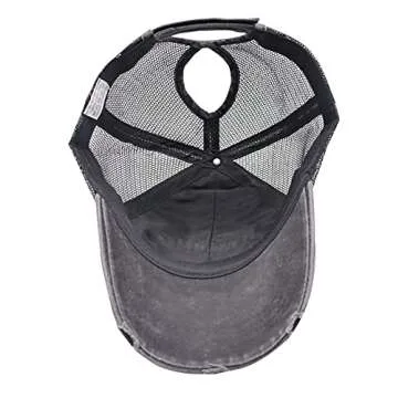 MANMESH HATT Camping Accessories for RV Campers, Ponytail Hat Gift for Women, Vintage Washed Camp Decor Hair Don't Care Baseball Cap