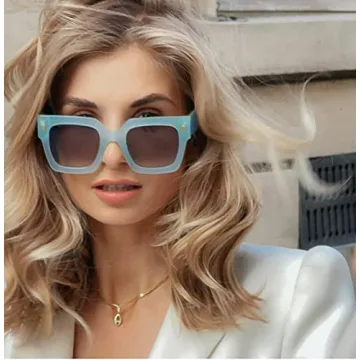 YuJian Vintage Square Oversized Sunglasses for Women