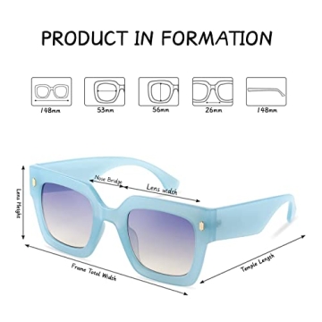 YuJian Vintage Square Oversized Sunglasses for Women