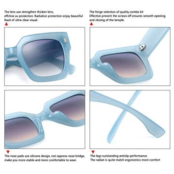 YuJian Vintage Square Oversized Sunglasses for Women