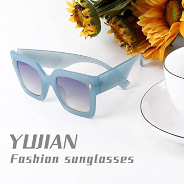 YuJian Vintage Square Oversized Sunglasses for Women