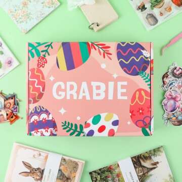 Grabie Easter Scrapbook Box, Complete Scrapbooking Kit with Full-Size Stickers and Paper, Ideal for Albums, Card Making, DIY Projects, and More