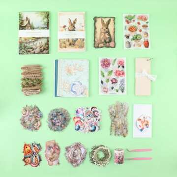 Grabie Easter Scrapbook Box, Complete Scrapbooking Kit with Full-Size Stickers and Paper, Ideal for Albums, Card Making, DIY Projects, and More