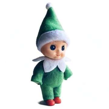 WULEEUPER Tiny Baby Elf Doll | Christmas Miniature Elf Decoration | Newborn Gift | Baby Grow Elf Dolls with Feet and Shoes (Green)