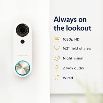 SimpliSafe 1080p Wired Doorbell Home Security System