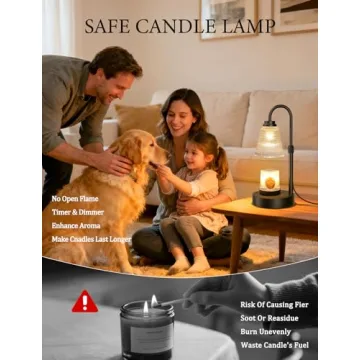 Dimmable Candle Warmer Lamp with Timer & Adjustable Height