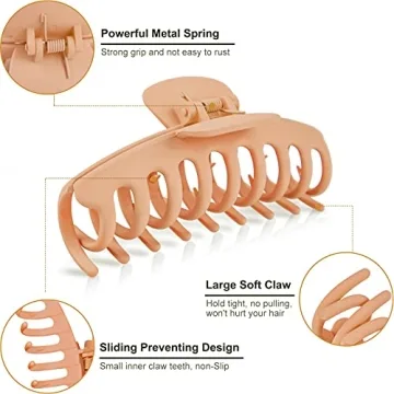 TOCESS Large Hair Claw Clips | Jumbo Clips for Thick Hair