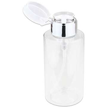 10oz Push Down Pump Dispenser Flip Top Cap Refillable Empty Bottle - Color: Silver - Lockable Travel Cosmetic Packaging Empty Bottle for Nail Polish Manicure
