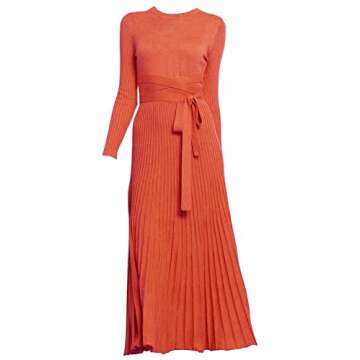 RanRui Long Sleeve Pleated Sweater Dress for Women