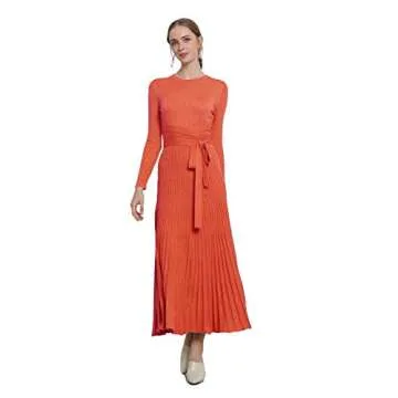 RanRui Long Sleeve Pleated Sweater Dress for Women