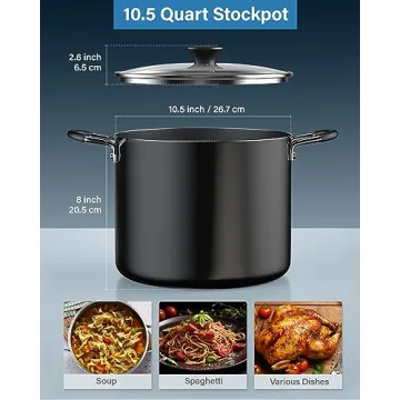 Cook N Home Nonstick Stockpot 10.5-Qt for Perfect Cooking