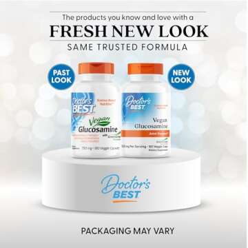 Doctor's Best Vegan Glucosamine Sulfate, Joint Support, Non-GMO, Vegan, Gluten Free, Soy Free, 750 m...