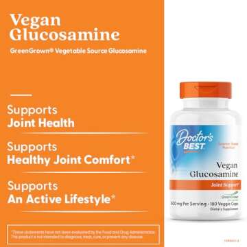 Doctor's Best Vegan Glucosamine Sulfate, Joint Support, Non-GMO, Vegan, Gluten Free, Soy Free, 750 mg 180 Veggie Caps (Pack of 1)