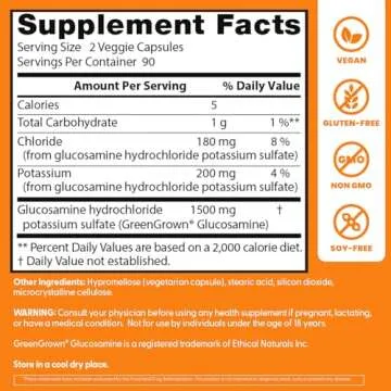 Doctor's Best Vegan Glucosamine Sulfate, Joint Support, Non-GMO, Vegan, Gluten Free, Soy Free, 750 mg 180 Veggie Caps (Pack of 1)