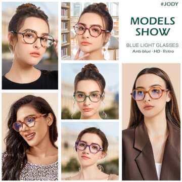 Ailebre Computer Blue Light Blocking Glasses for Women,Blue Light Glasses Polygon Anti Glare Eyewear,Fashion Eyeglasses Readers for Bluelight Glasses Mens Jody