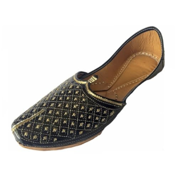 Step n Style Men's Black Khussa Shoes for Weddings