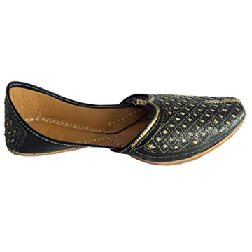 Step n Style Men's Black Khussa Shoes for Weddings