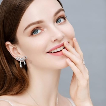 Elegant COORWEEL Silver Bow Stud Earrings for Women