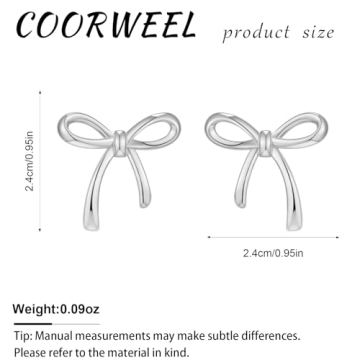 Elegant COORWEEL Silver Bow Stud Earrings for Women