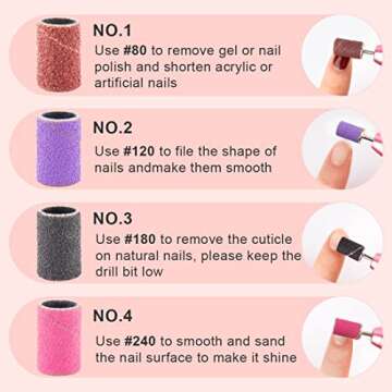 Rolybag 240Pcs Nail Drill Sanding Bands Set for Nails