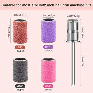 Rolybag 240Pcs Nail Drill Sanding Bands Set for Nails