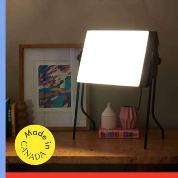 Northern Light Technologies Boxelite OS - 10000 Lux Light Therapy Lamp - Full Spectrum Adjustable Lightbox Therapy Light for Natural Mood and Energy Enhancement, Sunlight Desk Lamp, Black