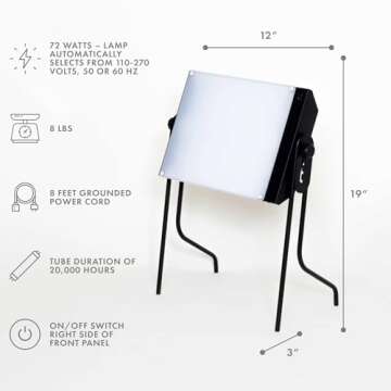 Northern Light Technologies Boxelite OS - 10000 Lux Light Therapy Lamp - Full Spectrum Adjustable Lightbox Therapy Light for Natural Mood and Energy Enhancement, Sunlight Desk Lamp, Black