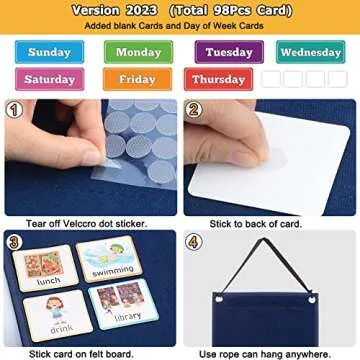 Visual Schedule Chart for Kids - Daily Planner With 98 Cards