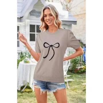 Arach&Cloz Women's Puff Sleeve Sweater - Trendy Bow Knit