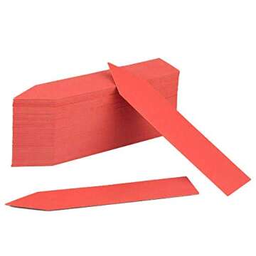 100 Pcs 4 Inch Red Plastic Plant Nursery Garden Labels