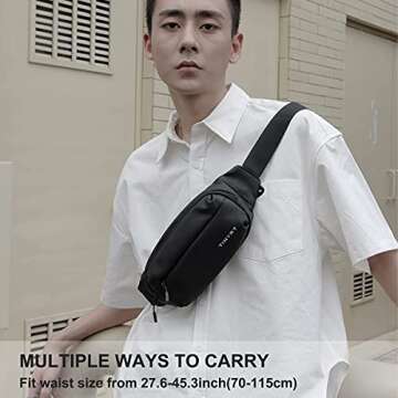 TINYAT Travel Fanny Pack Waist Pack Fashion waterproof Sling Pocket Super Lightweight T2012 (Black/2012)