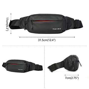 TINYAT Travel Fanny Pack Waist Pack Fashion waterproof Sling Pocket Super Lightweight T2012 (Black/2012)