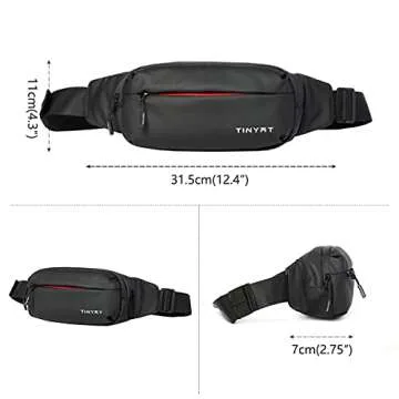 TINYAT Travel Fanny Pack Waist Pack Fashion waterproof Sling Pocket Super Lightweight T2012 (Black/2012)